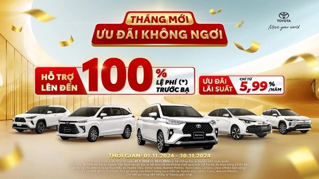 Khách Hàng Tiết Kiệm Tới 70 Triệu Đồng Tiền Mặt Khi Mua Xe Toyota Trong Tháng 11